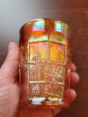 Super Marigold Fenton Carnival Glass Blackberry Block Pattern Tumbler