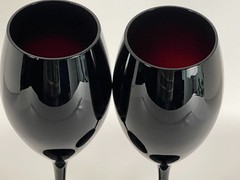 Vtg Mikasa Elite Black Amethyst Wine Glasses Set of 2 Crystal 9.25″ Italy 80s