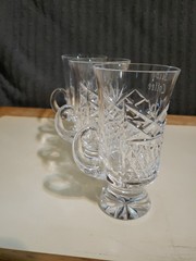 Set Of 3 IRISH COFFEE Galway Blarney Glasses Etched & Cut Lead Crystal IRELAND