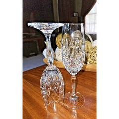 Set Of 2 Scott Swiesel Germany Wessex Crystal Champagne Glasses 8 1/2 Inches