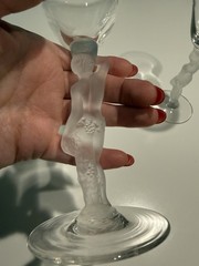 Crystal Frosted Nude Male Bacchus Cordial Liqueur Glass Figural Set of 2 – Taper