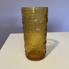 Vintage Brockway Glass Tumbler Flat Bottom American Concord Amber 5.5″H