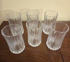 SIX 1980s 24% Lead Crystal Longchamps Highball Glasses Used In Original Box NICE