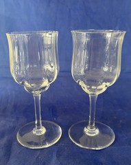 Set Of 2 Baccarat Crystal Capri Optic White Wine Glasses 6 In