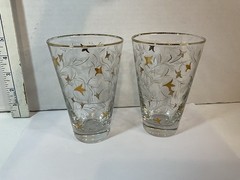 2 Libbey Glass Company Royal Fern Glasses 5” Tall. See Photos Gold Rim