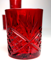 4 Crystal Red Godinger Dublin Shannon Rocks Old Fashioned Glasses Tumblers euc