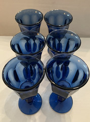 6 Vintage Imperial Glass Old Williamsburg Cobalt Blue Goblets 5.25″ Tall