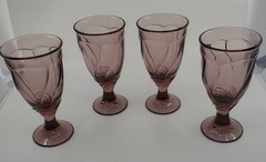 Vintage Noritake Sweet Swirl Amethyst Goblet●Iced Tea Glasses 7.25in●4 Piece Set