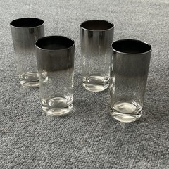 4 Smoky Gradient Highball Glasses MCM Cocktail Barware Set Vintage Mid Century