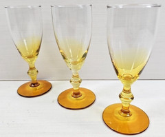 (3) Libbey Forever Amber Whiskey Sour Glasses Set Clear Yellow Stemware MCM Lot