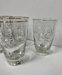 Set Of 5 Vintage Libbey White Gold BLUEBELL Floral Gold Rim Tumbler Glasses 8 oz