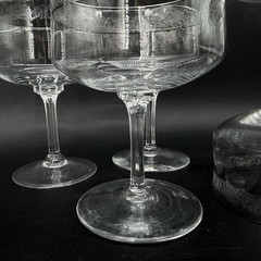 Lenox Moonspun Etched Platinum Rim Crystal Set 4 Champagne Coupes Tall Sherbets