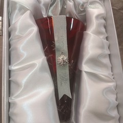 WATERFORD CRYSTAL SNOWFLAKE WISHES «JOY» RUBY CASED FLUTE, 2011 LIMITED ED NIB