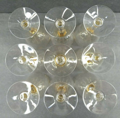 9 Fostoria Vogue Gold Tint Wine Glasses Set Vintage Yellow Bar Stemware MCM Lot