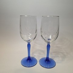 6 Lenox Crystal Wine Glasses Cobalt Blue Stemmed Dual Swag Draped Gold Rim 1980s