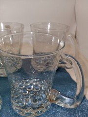 Libbey Knob Hill Clear Glass Cofee Cup With Bubble Base, Vintage 12 oz