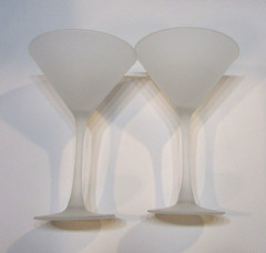 Pair Vintage 1980’s Frosted Martini Glasses 4.5″ x 6.75″ Tall