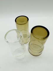 LOT 3 Vintage MCM Henry & Miller Retro Kraftware 10oz Tumblers w Holders Silver