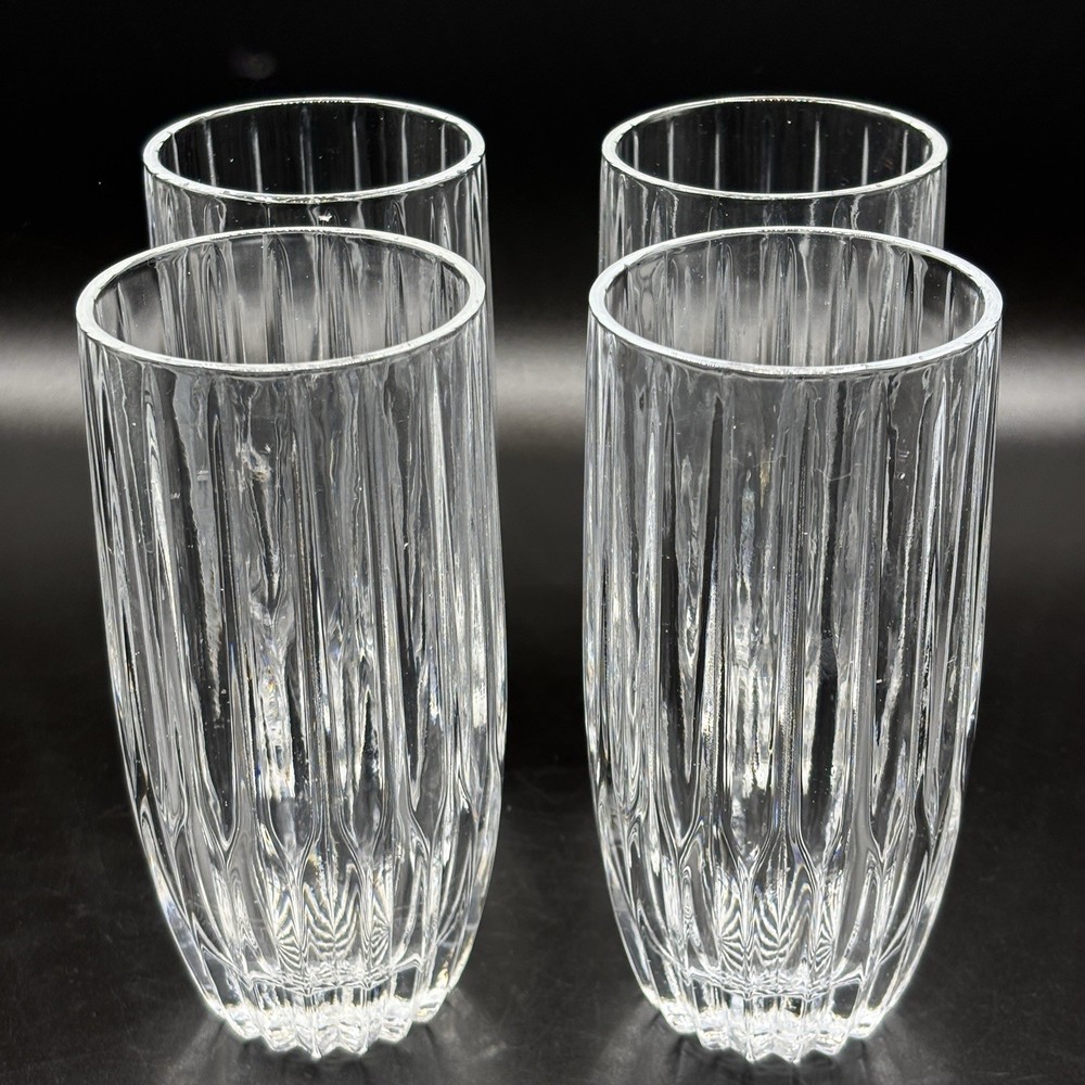 Set 4 Mikasa Park Lane Cut Crystal Highball Tumbler Glasses 5 5/8” Discontinued