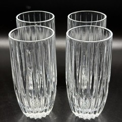 Set 4 Mikasa Park Lane Cut Crystal Highball Tumbler Glasses 5 5/8” Discontinued