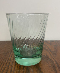 Vtg 70’s Libbey Spanish Green Optic Swirl Juice Glass 4.5” Thick Weighted Base