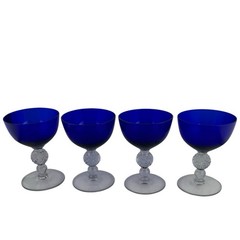 Morgantown Ritz Golf Ball Cobalt Blue Sherbet Glasses Set of 4