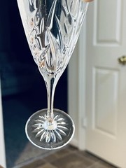 2 Cristal d’Arques Crystal CASSANDRA Gold Rim 8.75”Champagne Flutes Discontinued