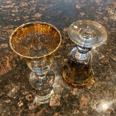 Pair 24K Gold Trimmed Vintage Luxury Design Renaisance INTERGLASS Wine Goblets