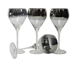Vintage Ombre Silver Overlay Wine Glasses Goblets Modern 9″ Set of (4)