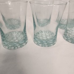 Libbey 8 ounce Aqua Blue Clear Drink Glasses Bubble Bottom Base Flared Rim (8)
