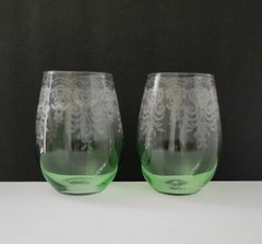 Set Of 2- Fifth Avenue Glasses with Box / Crystal Green Lace