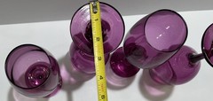 Set of 4 Libbey Premiere Plum Purple Amethyst White Wine Glasses 8″ Vintage