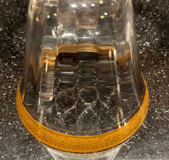 Tiffin Franciscan Minton Replacement Gilted Optic Ribbon Crystal Goblet 24k Gold