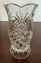 HEAVY Crystal Hurricane Candlestick Globe Fan Star and Hobnail- Scalloped Rim