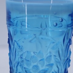 PAIR Northwood Era opalescent Aqua Water Glass/Tumblers Lotus/Water Lily