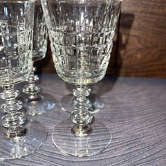 Square Cut Glass Style Stemmed Clear Cordials / Glasses -Set Of 4