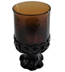 Tiffin Franciscan Madeira Glass Smoke Brown Wine Goblet Footed Stem 5.5″ Vintage