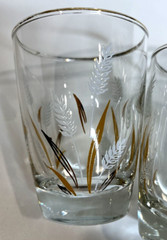 Libby Gold Wheat Glasses 1960’s barware/Juice cup. 3.5″ Tall. Set of 4, Vintage