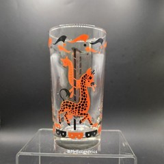 Libbey Giraffe Circus Carousel Merry-Go-Round High-ball Glass 6″ Clear Rare