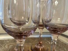 Vintage Libbey Glass PREMIERE PINK 8 Ounce 7″ Water Wine Glasses – Set Of 4