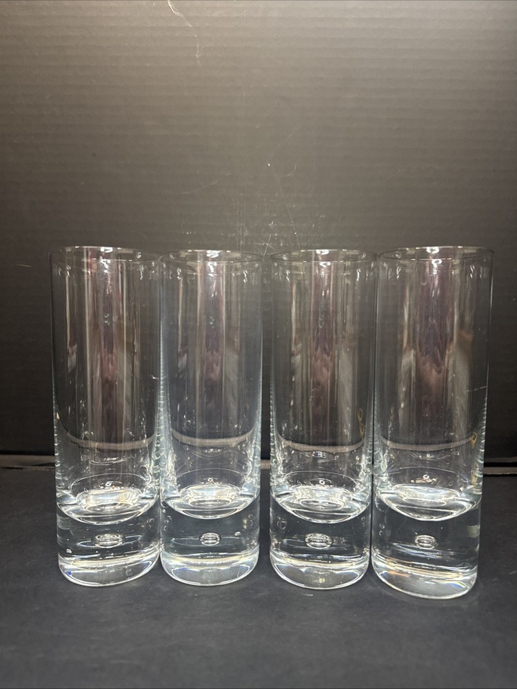 Set of 4 Kosta Boda 7” Flat Highball Tumbler Glasses Pippi Clear