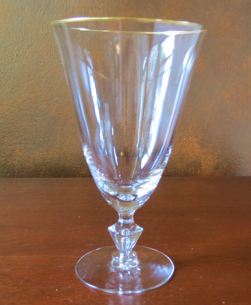 Tiffin Mansfield Gold Rim #17640 Air Bubble Stem Iced Tea Footed Tumbler(s)