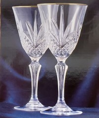 Cristal de Flandre Salzburg Goblets Set of 4 -7 3/4 oz Gold Rim 24% PbO France