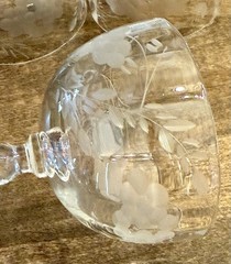 Vintage Set 10 Etched Coupe Champagne Glasses Grapes/Vines 1930 Tiffin Style
