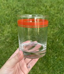 Libbey Glass Bon Vivant Collection Double Old Fashioned Red Band Stripe Set of 2