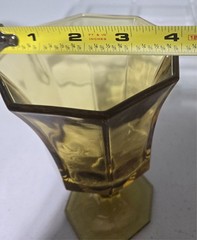 ~3~ Vintage Independence Octagonal Yellow Footed Water Wine Glass Goblets 6″