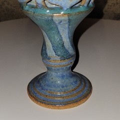 Studio Pottery Layered Drip Glazed Chalice Stoneware Goblet