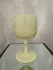 Heisey Beaded Swag Custard Uranium Goblet