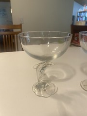 2 DOLPHIN STEM Cristal D’arques 3D Sherbet/Champagne/Margarita Glasses Gorgeous