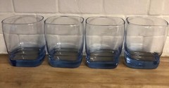 Libbey Carrington Sapphire Lowball Glasses Square Weighted Bottom Old Fashioned